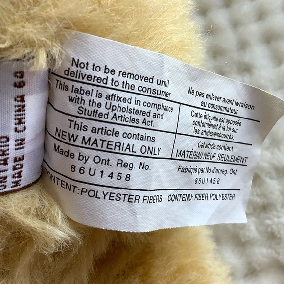 GUND Golden Honey Coloured Plush Bear Yellow Black Checkered Bow Stuffed Animal - Picture 11 of 12